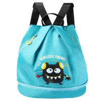 Niuer Kids Cartoon Beach Sackpack Сух мокър отделен плувен чанта спорт раница с цип тренировка със съоръжения за обувки