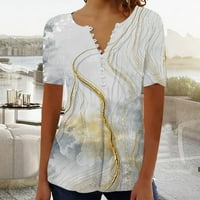 Yuwull плюс размери върхове за жени флорални отпечатани с къси ръкави с тениска с къс ръкав с плисирана ежедневна тениска риза блуза за жени за жени