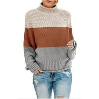 Fimkaul Женски пуловери Пуловер Зимна есен плюс размер дълъг ръкав Небрежни върхове от рамото свободен плетен пуловер