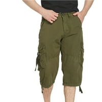 Мъжки небрежни товари на открито еластични плоски фронт удобни къси панталони, мулти-джоба