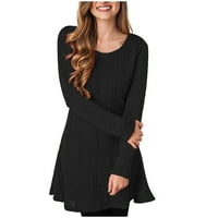 рокли за wendunide за жени модни жени тесен дълъг ръкав плъзгащ се пуловер рокля черно