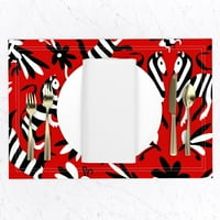 Спално бельо памучно платно - празнични червени мексикански отоми животни райета черно бели сафари вдъхновени плат за печат на платно от спор