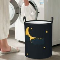 Кошница за пране, кръгла кошница за съхранение на пералня, водоустойчива пералня с дръжки, малки размери - лунни звезди Clouds Тема модел