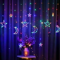 Zukuco Star Moon завеси светлини, Коледни прозорци Светлини, водоустойчиви приказни светлини Декорация за Коледа, сватба, парти, домашни декорации