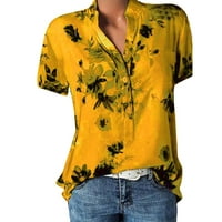 Дамска есенна модна мода плюс кратък печат лесен ръкав размер на ризата топ блуза жени джобни жени
