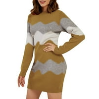 Есобо женски раиран мини пуловер с пуловер с пуловер с пуловер с дълъг ръкав с дълъг ръкав