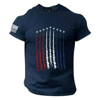 Мъжки тениски Американски флаг Печат Екипаж на шията с къс ръкав блузи летни небрежни върхове