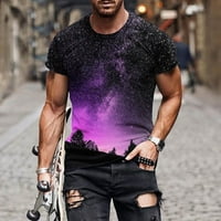 Новост графични ризи за мъже, 3D звезден принт с къси ръкави ризи ежедневни екипажи с лека тренировка мускулна риза тренировка спортно облекло