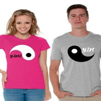 Неудобни стилове yin yang двойки ризи ин ян тениски за двойки, съвпадащи с валентинки за двойки yin yang meditation двойки съвпадащи ризи сладки двойки годишнини подаръци йога
