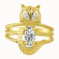 *Rylos просто забавно котка бял топаз и диамантен пръстен - април раждащ камък. Страхотен пръстен за розово, среден или показалец.*