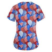 Блузи за жени облечени ежедневни къси ръкави екипаж летни флорални ризи xl