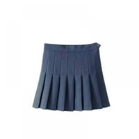 Monfince Spring Skirt Жени с висока талия топка плисирани поли солидна а-линия моряшка пола Училищна униформа