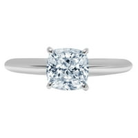 2. CT Brilliant Cushion Cut Eatural Sky Blue Topaz 14K бял златен пасианс пръстен SZ 9.5