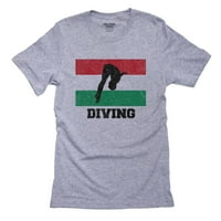 Унгария Олимпийски - Гмуркане - Флаг - Силуета Мъжки сива тениска