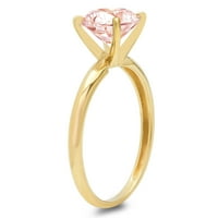 CT Brilliant Round Cut симулиран розов диамант 14k жълто злато пасианс пръстен SZ 4.75