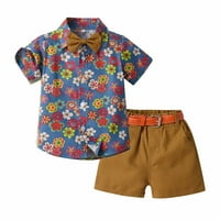 Dxhmoneyh Summer Toddler's Wear's Boy Boy's Shortlaed Laplesh Rish Shorts Костюм с вратовръзка на колана