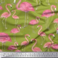 Soimoi Modal Satin Fabric Flamingo Bird Print Fabric край двора