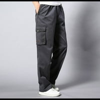 Товарни панталони за мъже улични облекла торбисти панталони с джобове на открито прав тип фитнес панталони тъмно сиви 4xl