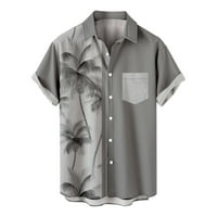 Плажни ризи за мъже плюс размер печат с къси ръкави върхове зимни ежедневни разхлабени ревера бохемска блуза