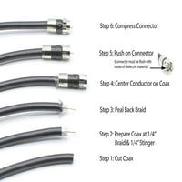 30 'фута, черен RG коаксиален кабел - изработен в САЩ - с висококачествени конектори, F RF, Digital CoA - AV, CableTV, антена и сателит, CL номинално, крак