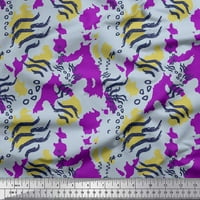Soimoi Purple Heavy Canvas Fabric Leopard & Wild Animal Skin Printed Craft Fabric край двора