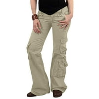 Товарни панталони жени еластична талия небрежно спокойно прилепване панталони с джоги с джобове за туризъм
