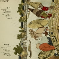 Мостът Макура над река Самида японски плакат за илюстрация от Katsushika Hokusai