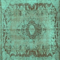 Ahgly Company Machine Wareable Indoor Rectangle Medallion Turquoise Blue Traditional Area Rugs, 7 '9'
