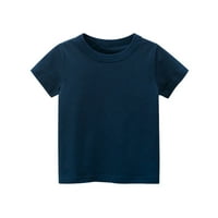 Детци деца момичета момчета с къс ръкав Основна тениска ежедневни летни тийнейджъри върхове на ризата със солиден цвят синьо 100