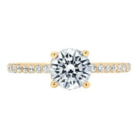 1. CT Brilliant Round Cut Clear Simulated Diamond 18K Yellow Gold Politaire с акценти пръстен SZ 10.25