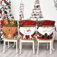 Zoiuytrg Коледна стол Капак Дядо Коледа Снежен човек лост седалка капак за приплъзване Декоративен плат за столове за хранене