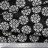 Соимой черен модален сатенен плат Бяла мандала за печат на мандала край двора