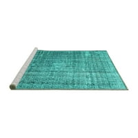 Ahgly Company Machine Pashable Indoor Round персийски тюркоазено сини традиционни килими, 8 'кръг