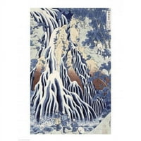 Кирифури пада върху печат на плата за планина Куроками от Кацушика Хокусай - в. - Голям