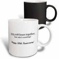 3Drose Happy 38 -та годишнина - часове заедно - Magic Transforming Mug, 11 -унция
