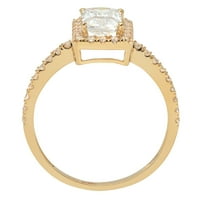 1. CT Brilliant Emerald Cut Clear Simulated Diamond 18K Yellow Gold Halitaire с акценти пръстен SZ 10.75