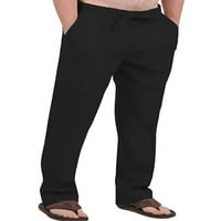 Glonme Mens дълги панталони панталони панталони еластични панталони за талия мъже Мъжки леки дъна ежедневни плътни цветове черен 2xl