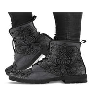 Avamo Womens Leather Boot Floral Ankle Boots Vintage Short Bootie Walking Booties Work Fashion Lace Up Слънчоглед 6.5