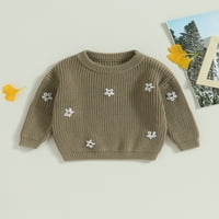 Sunisery Baby Girl пуловер, дълъг ръкав Crew Neck Flower Winter Warp Knit Pullover пуловер за бебешки дрехи