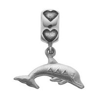 Jewels SS Delta Delta Delta Dolphin Charm on Heart Bead