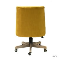 Стол за домашен офис, стол за въртящ се въртящ се с височина с колела, извратени тапицирани стола за задачи за учебна стая за спалня, горчица, горчица