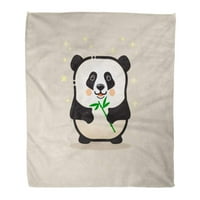 Flannel Throing Одеялото Сладка панда мечка бамбук сиво прекрасно забавно малко меко за диван и диван
