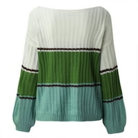 EGMY женски небрежен твърд цвят сплайсинг линия O-neck с дълъг ръкав пуловер върхове блуза блуза