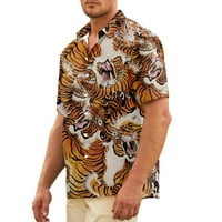 Мъжки и момчета лятна хавайска риза Animal Vintage Relay-Fit Casual Short Loweve Button Down Hawaiian Rish Summer Rish for Adult Kids