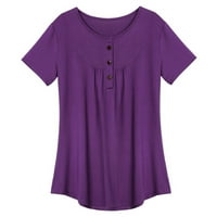 Дамски тениски Лятна тениска с късо ръкав блуза Небрежна разхлабена туника плюс размери върхове тениски