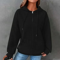 Scyoekwg плюс размер суичъри за жени с дълъг ръкав върхове модерни ципове с качулка с качулка суичър палто джоб джобно пуловер плътни цветове