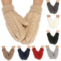Чифт плетени ръкавици с пълни пръсти дебели ветроустойчиви плюшени облицовки удобно поддържайте топъл солиден цвят зима мъже жени колоездене ръкавици за открито