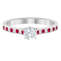 CT създаде Ruby и цирконов пръстен за жени, кръгъл кубичен циркония пръстен за нея, златен и CZ пръстен, CZ Zircon Fine Ring, 14K бяло злато, САЩ 8.00