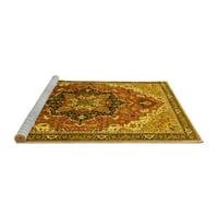 Ahgly Company Machine Pashable Indoor Rectangle Oriental Yellow Industrial Area Rugs, 2 '4'