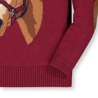 Hope & Henry Girls 'Long Loweve Intarsia конски пуловер с лакътни лепенки